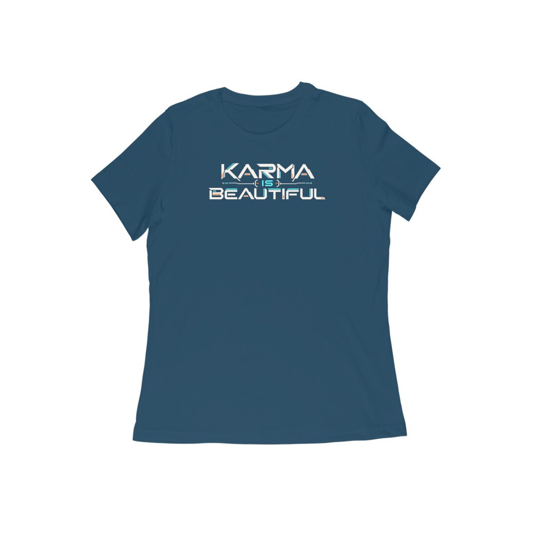 Karma Is Beautiful Tech Typography Women's Tshirt - Image 3