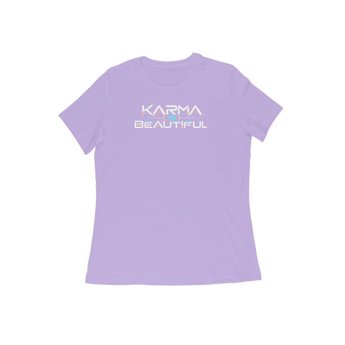 Karma Is Beautiful Tech Typography Women's Tshirt - Image 5