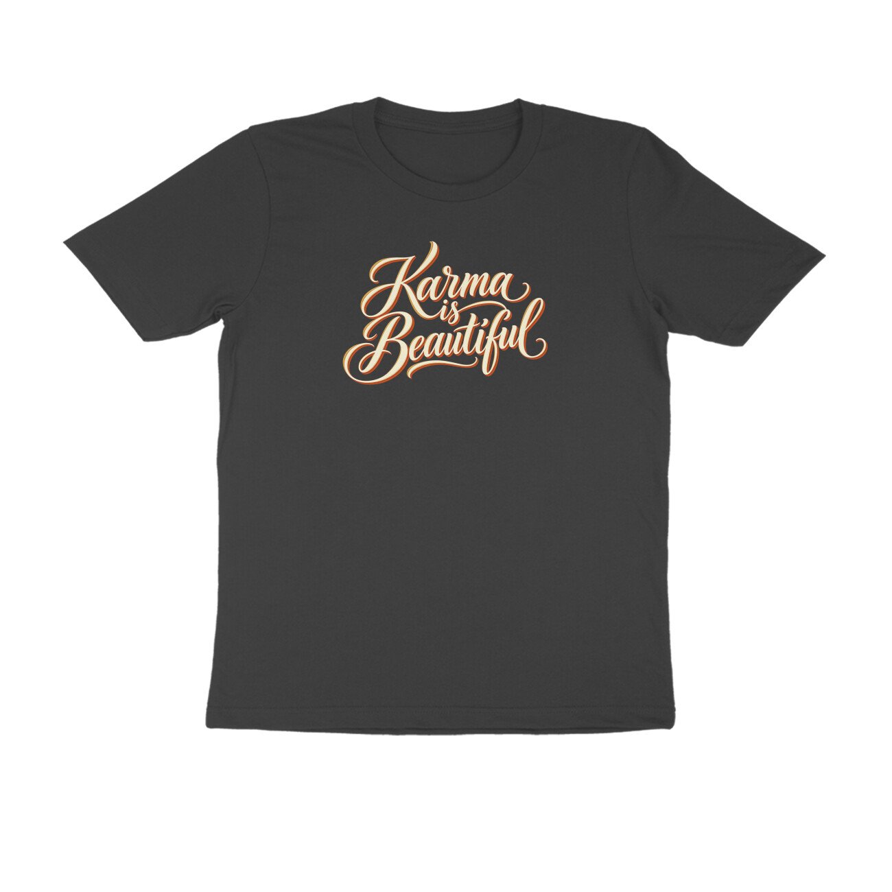 Karma Is Beautiful Cursive Quote Tshirt - Image 2
