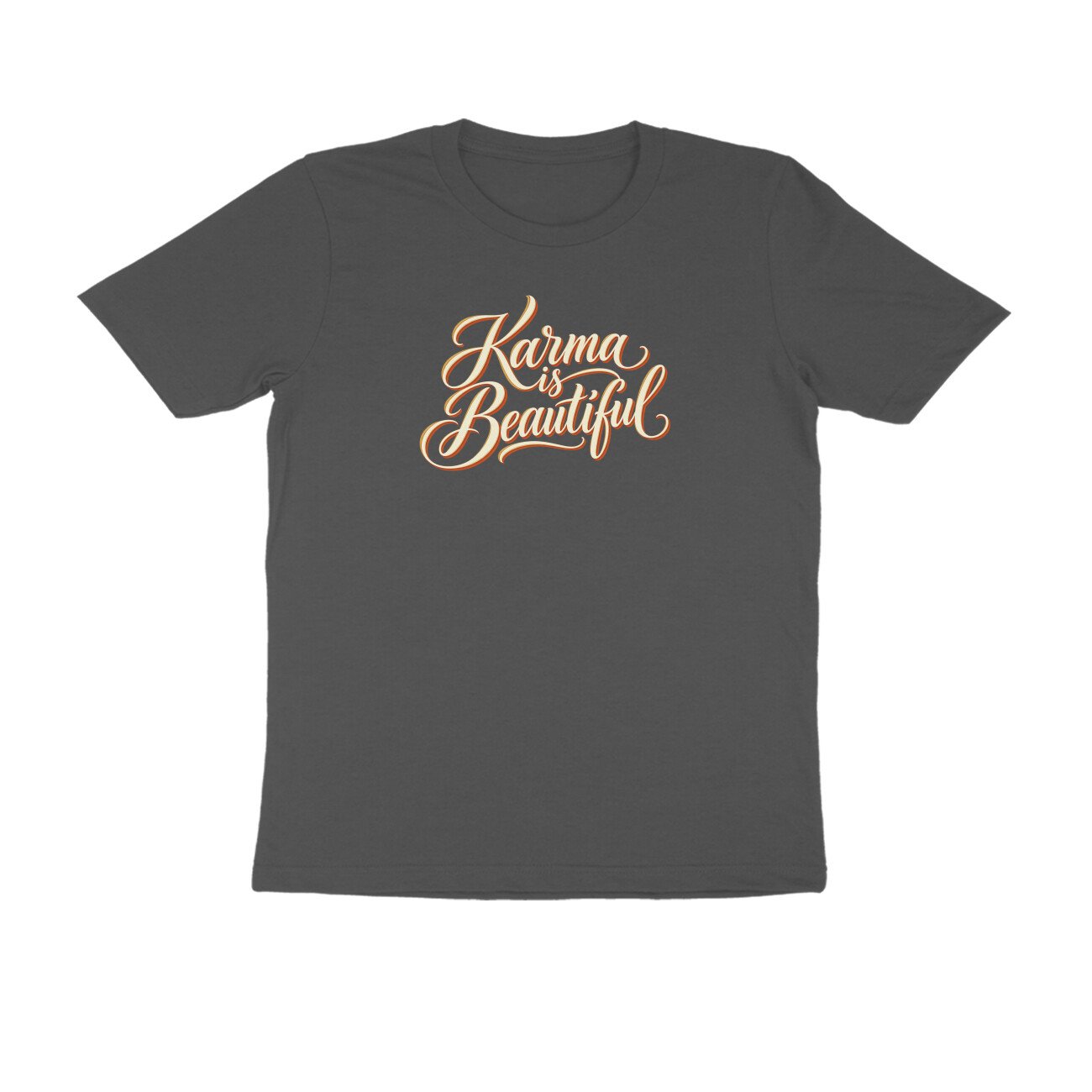 Karma Is Beautiful Cursive Quote Tshirt - Image 3