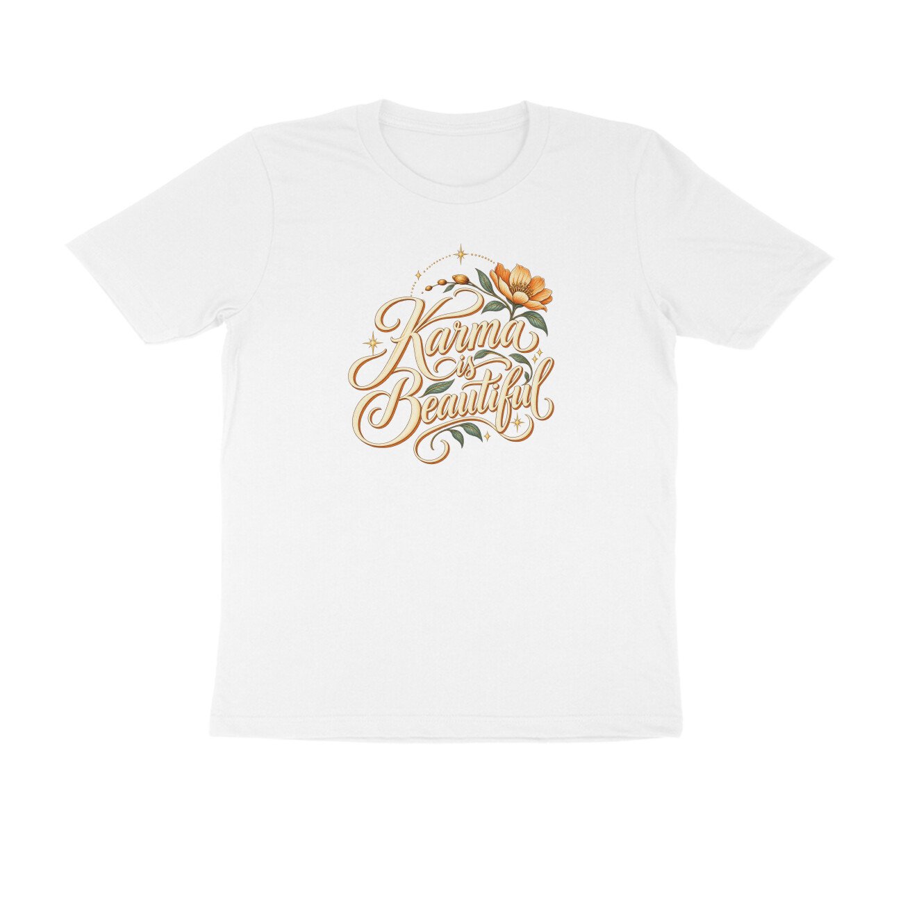 Karma Is Beautiful Cursive Floral Tshirt