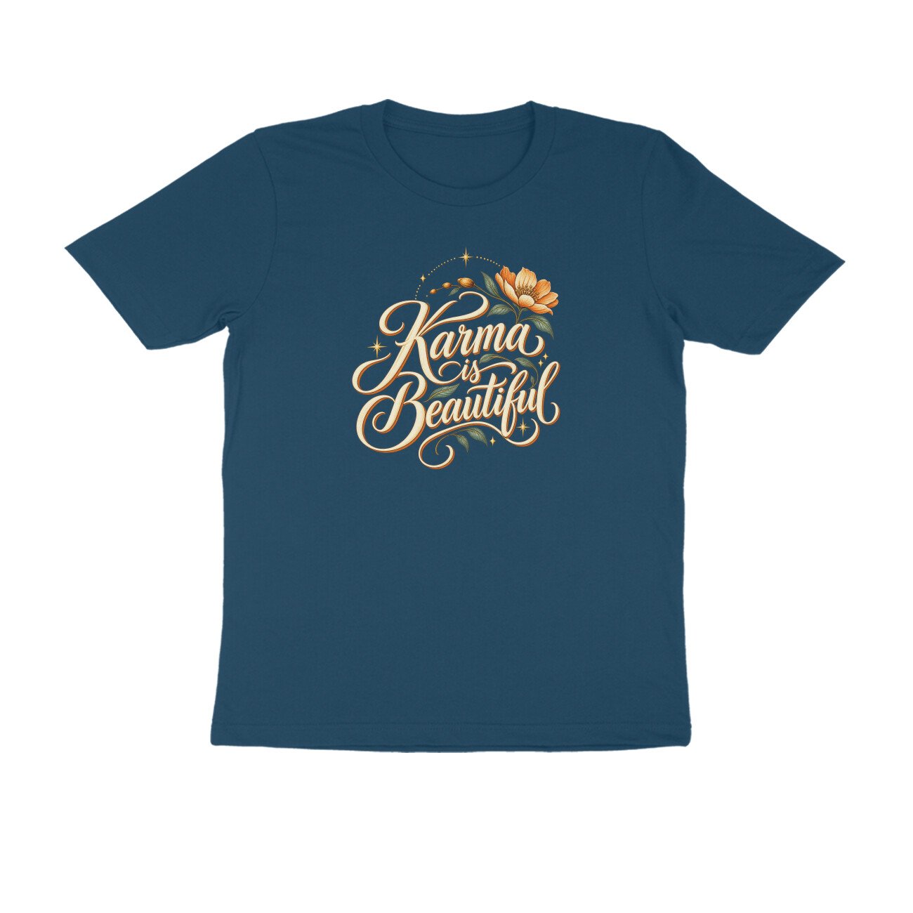 Karma Is Beautiful Cursive Floral Tshirt - Image 3