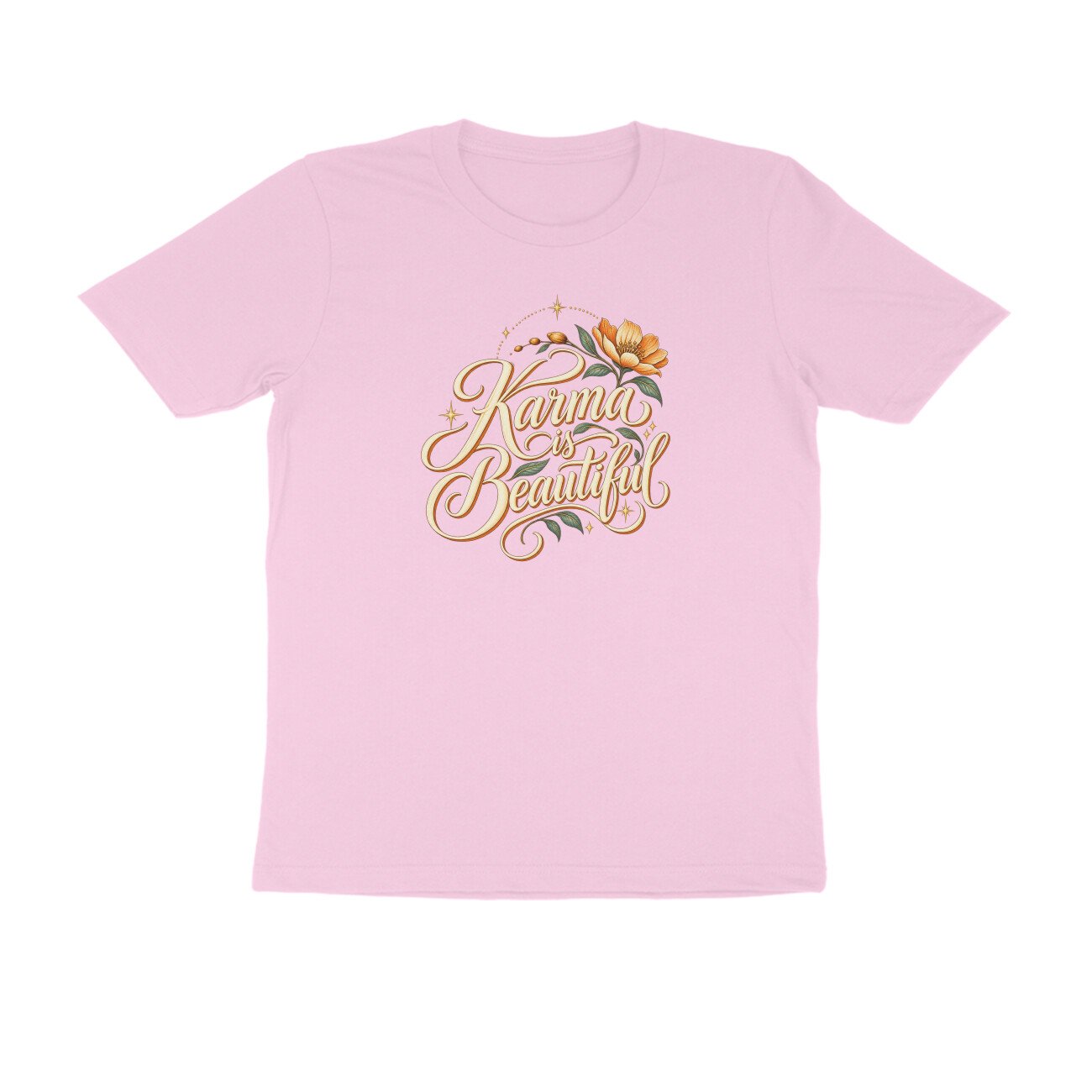 Karma Is Beautiful Cursive Floral Tshirt - Image 4