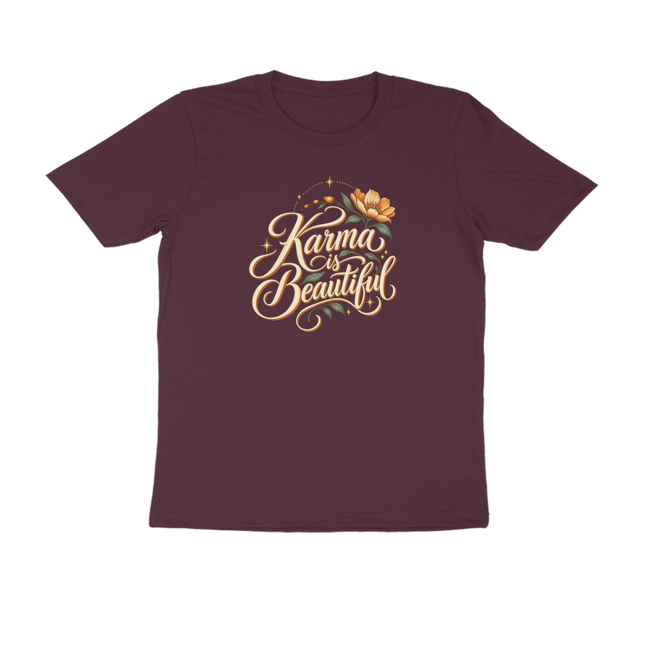 Karma Is Beautiful Cursive Floral Tshirt - Image 6