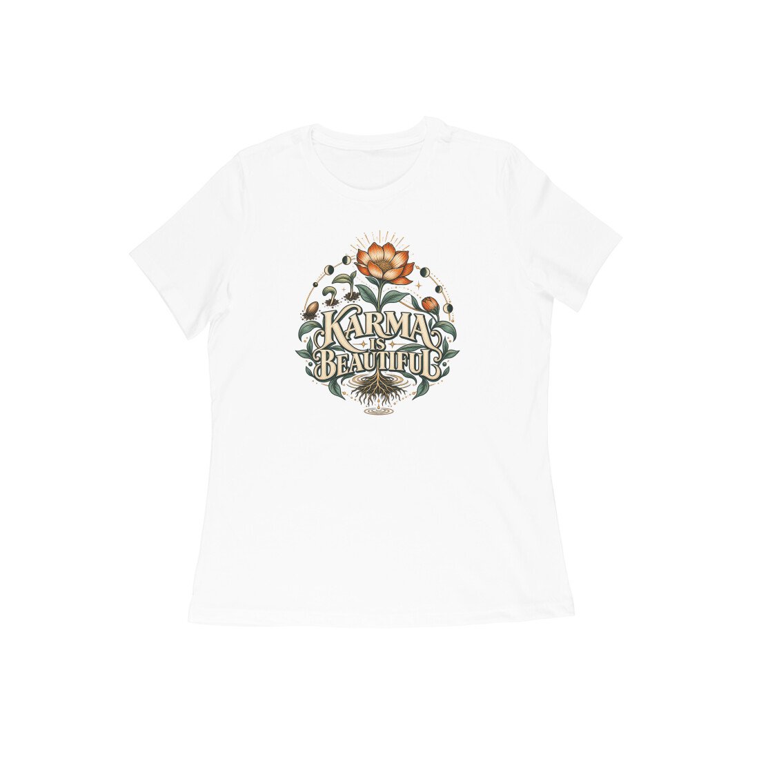 Karma Is Beautiful Botanical Women's Tshirt - Image 3