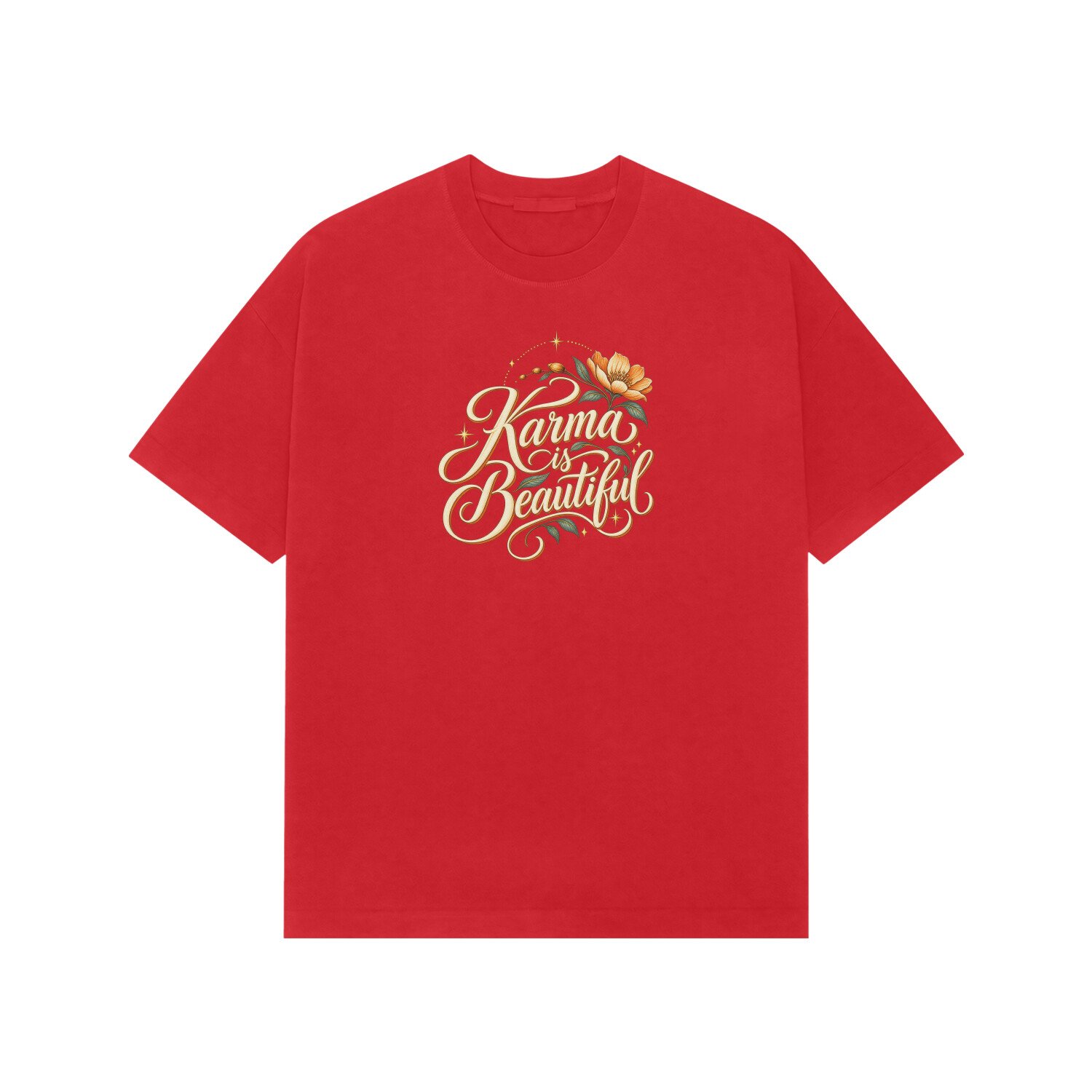 Karma Is Beautiful Cursive Floral Oversized Tshirt - Image 7