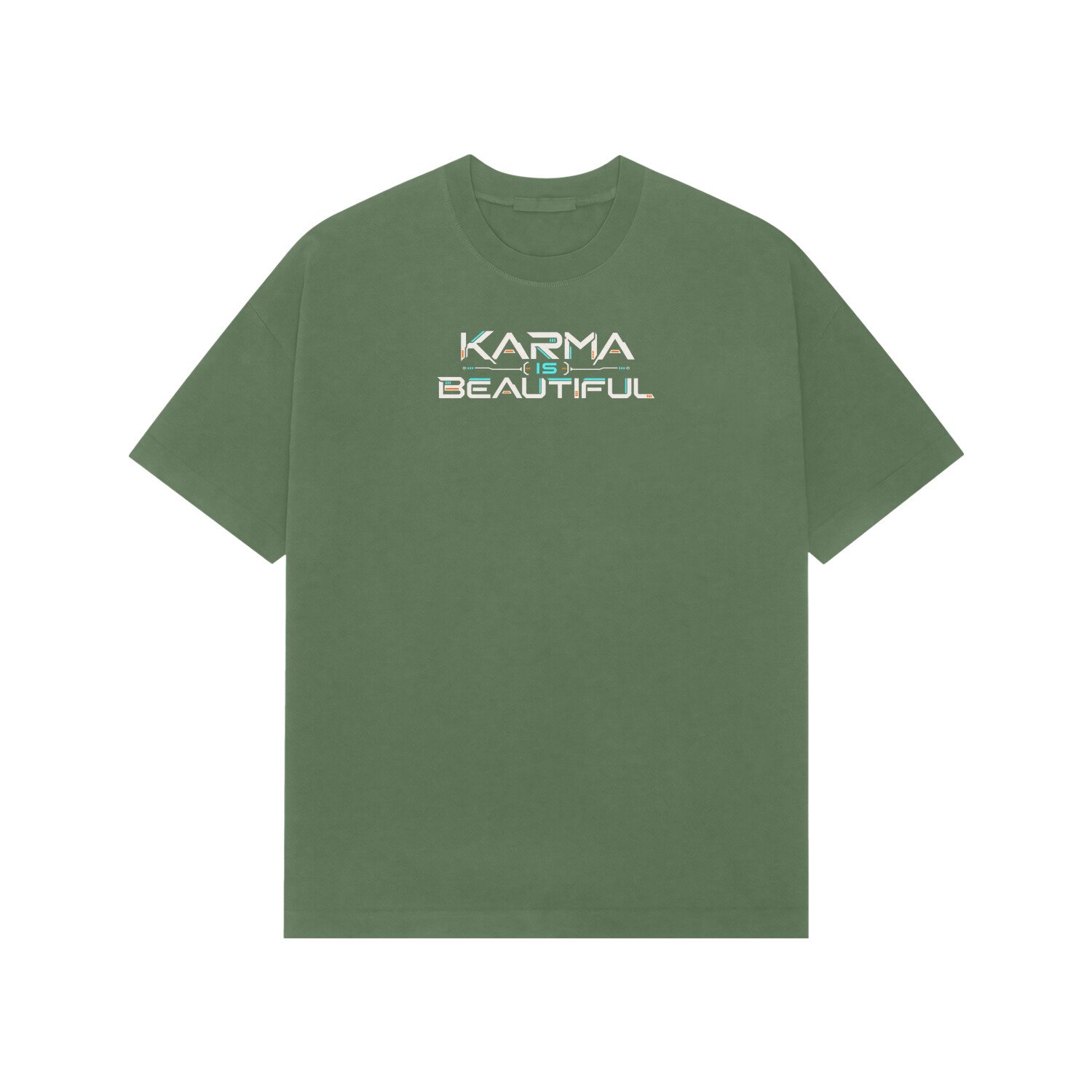 Karma Is Beautiful Tech Typography Oversized Tshirt - Image 2