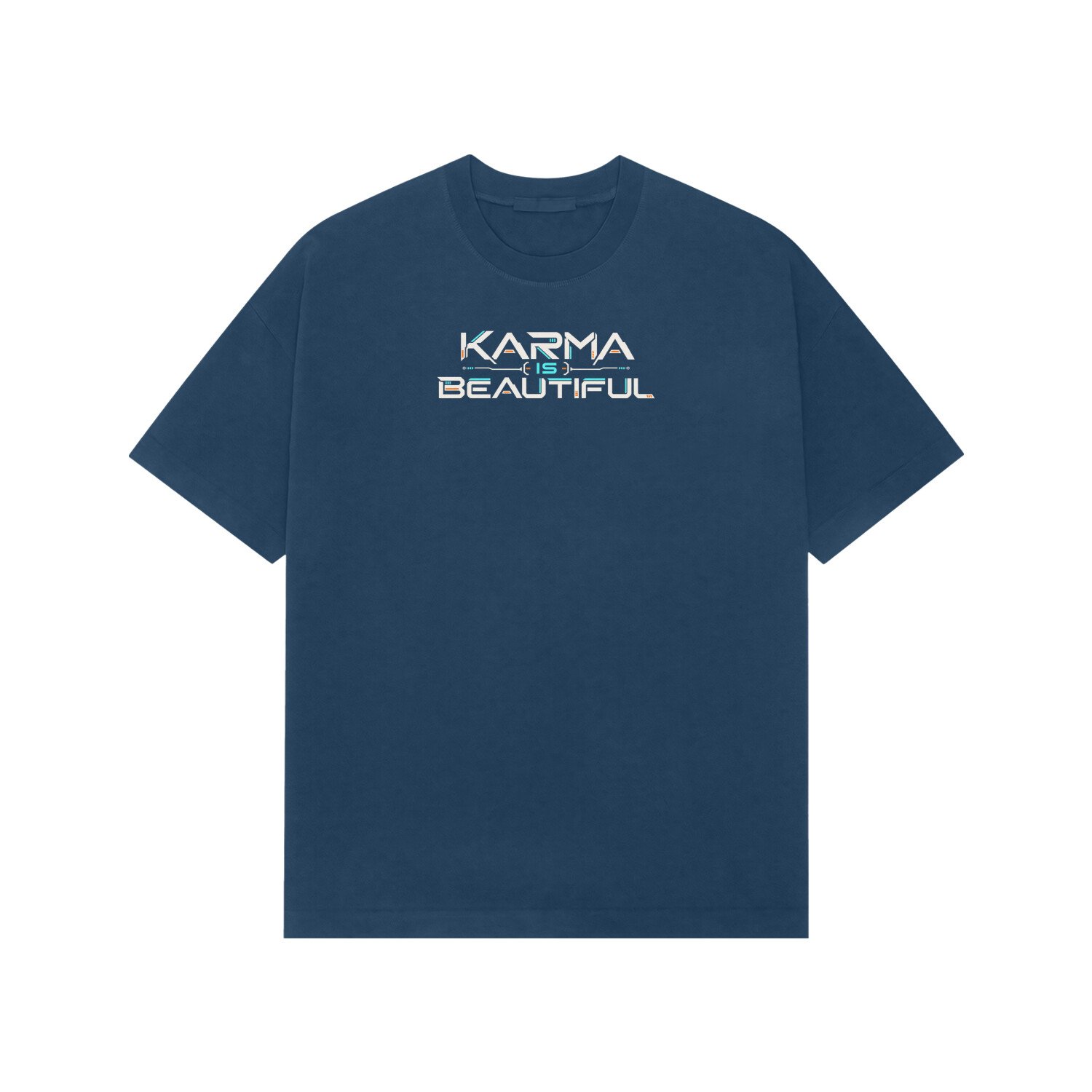Karma Is Beautiful Tech Typography Oversized Tshirt - Image 3