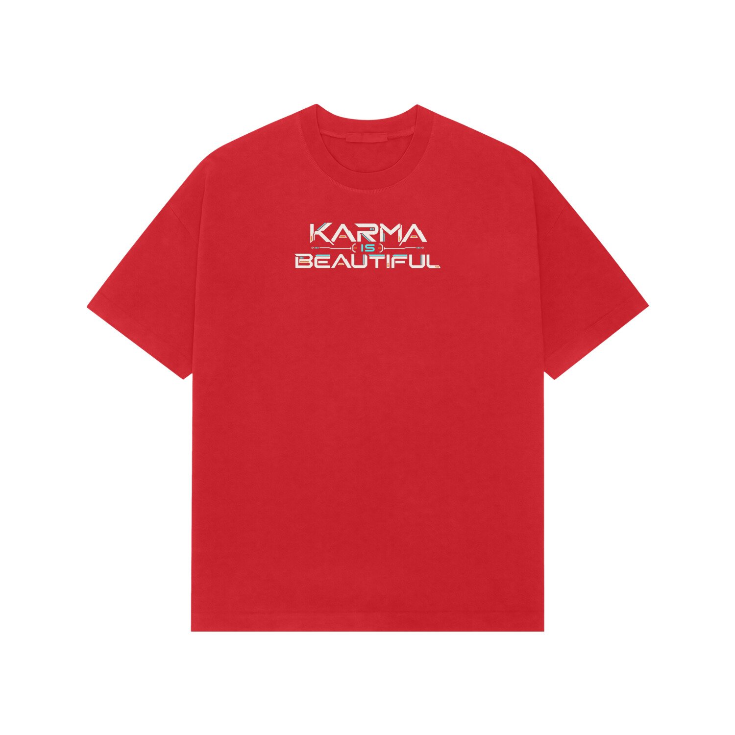 Karma Is Beautiful Tech Typography Oversized Tshirt - Image 4