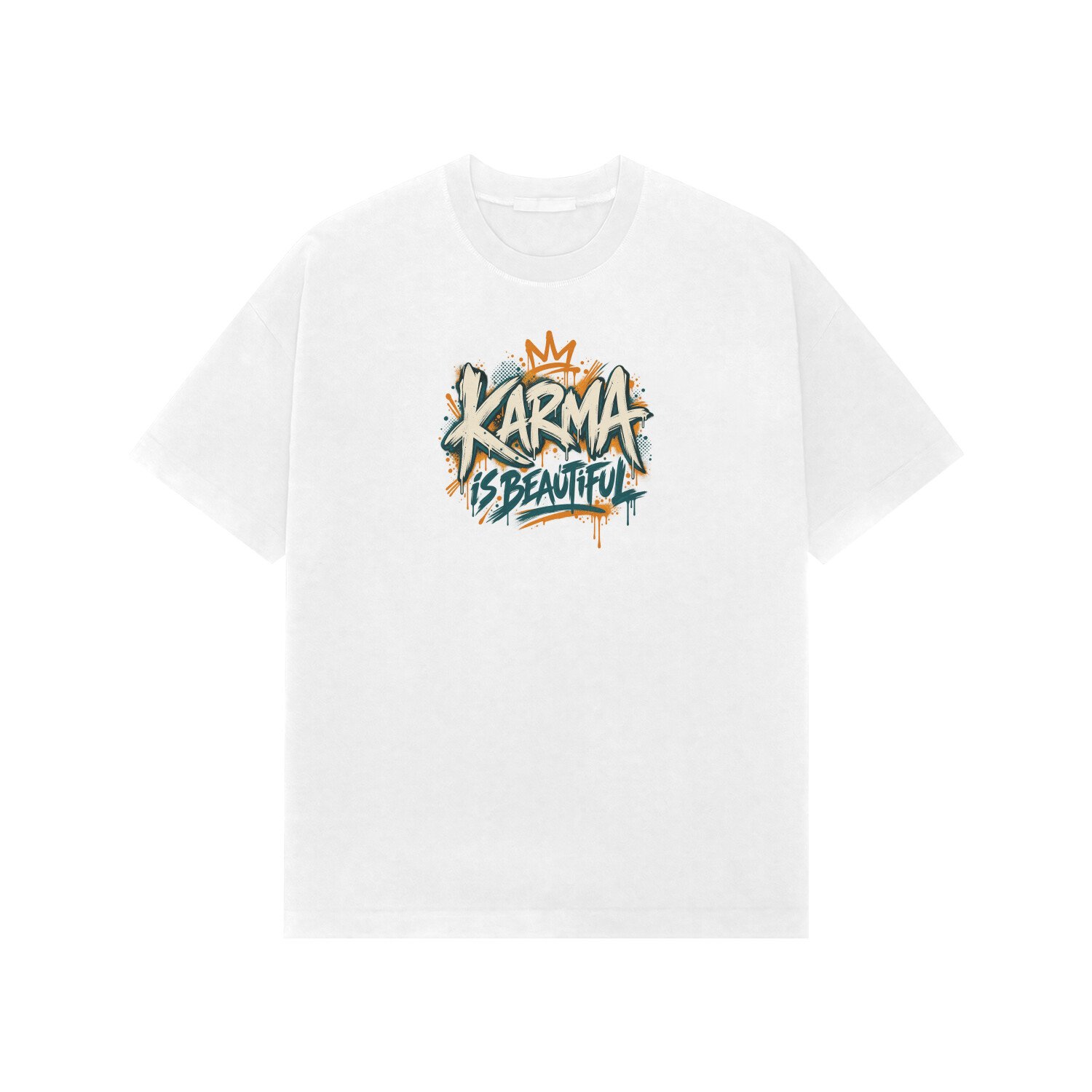 Karma Is Beautiful Street Art Oversized Tshirt - Image 2