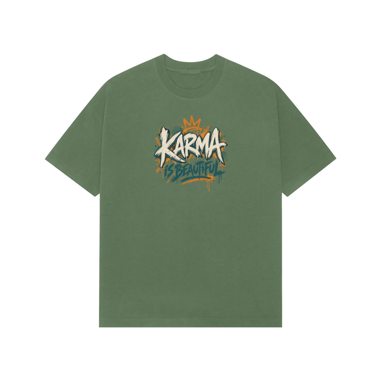 Karma Is Beautiful Street Art Oversized Tshirt - Image 3