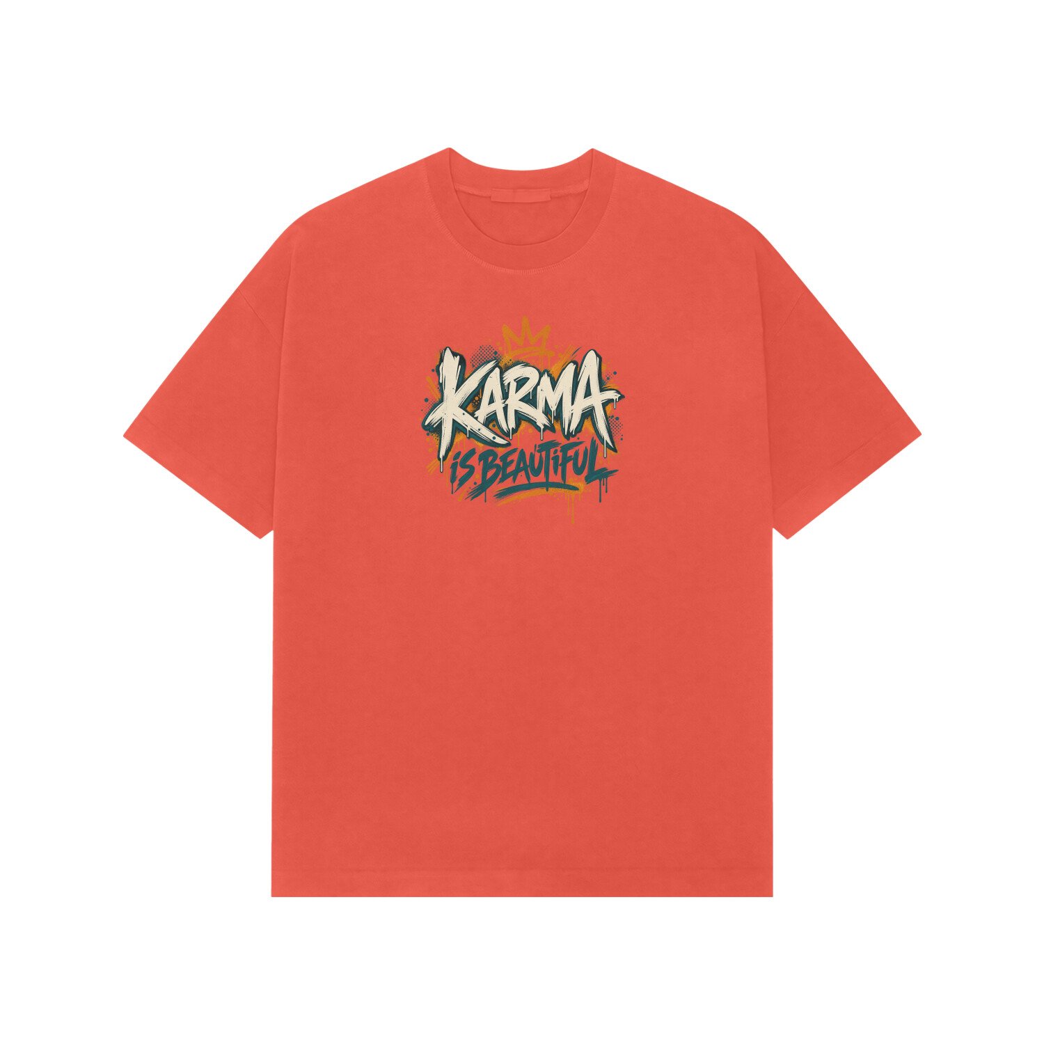 Karma Is Beautiful Street Art Oversized Tshirt - Image 4
