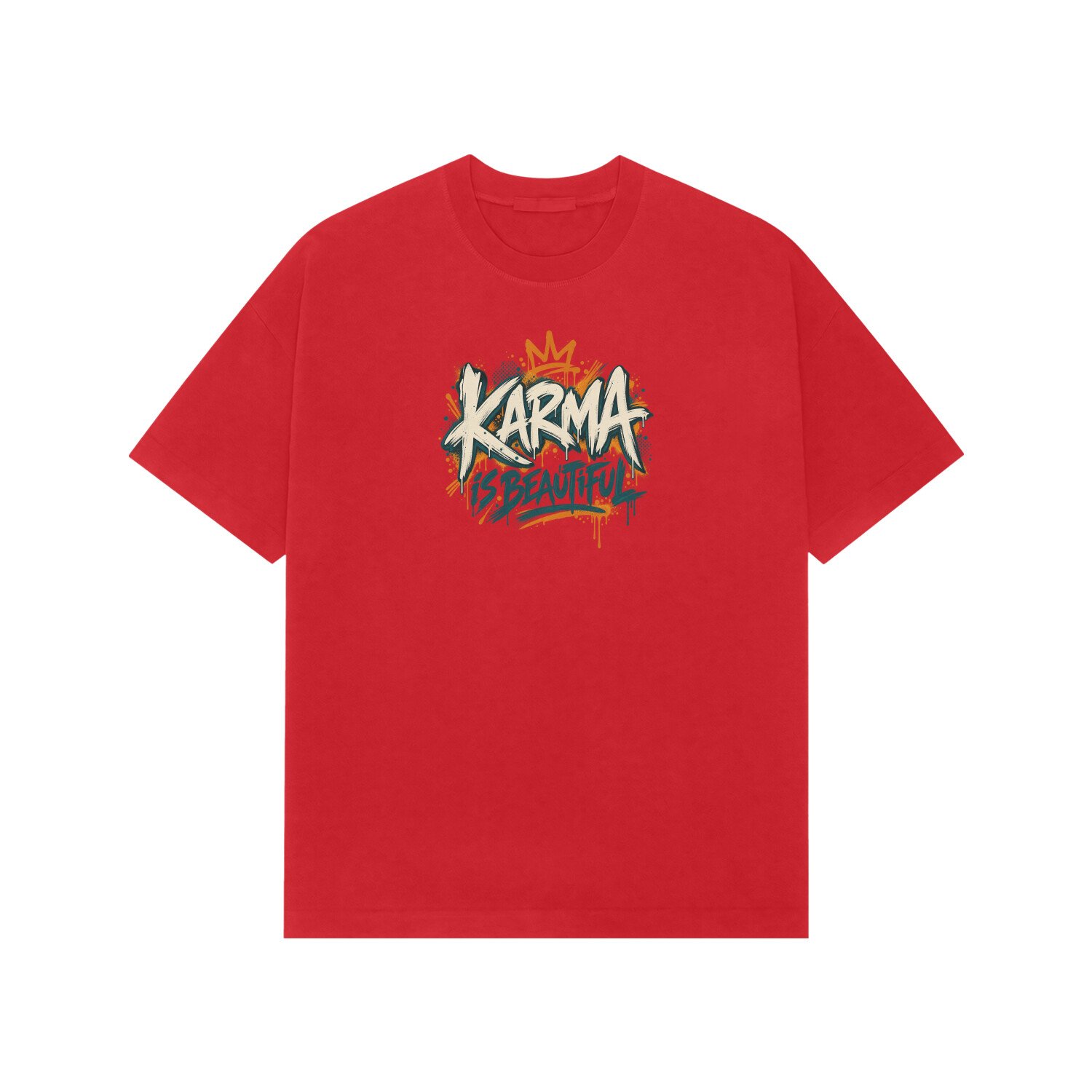 Karma Is Beautiful Street Art Oversized Tshirt - Image 7