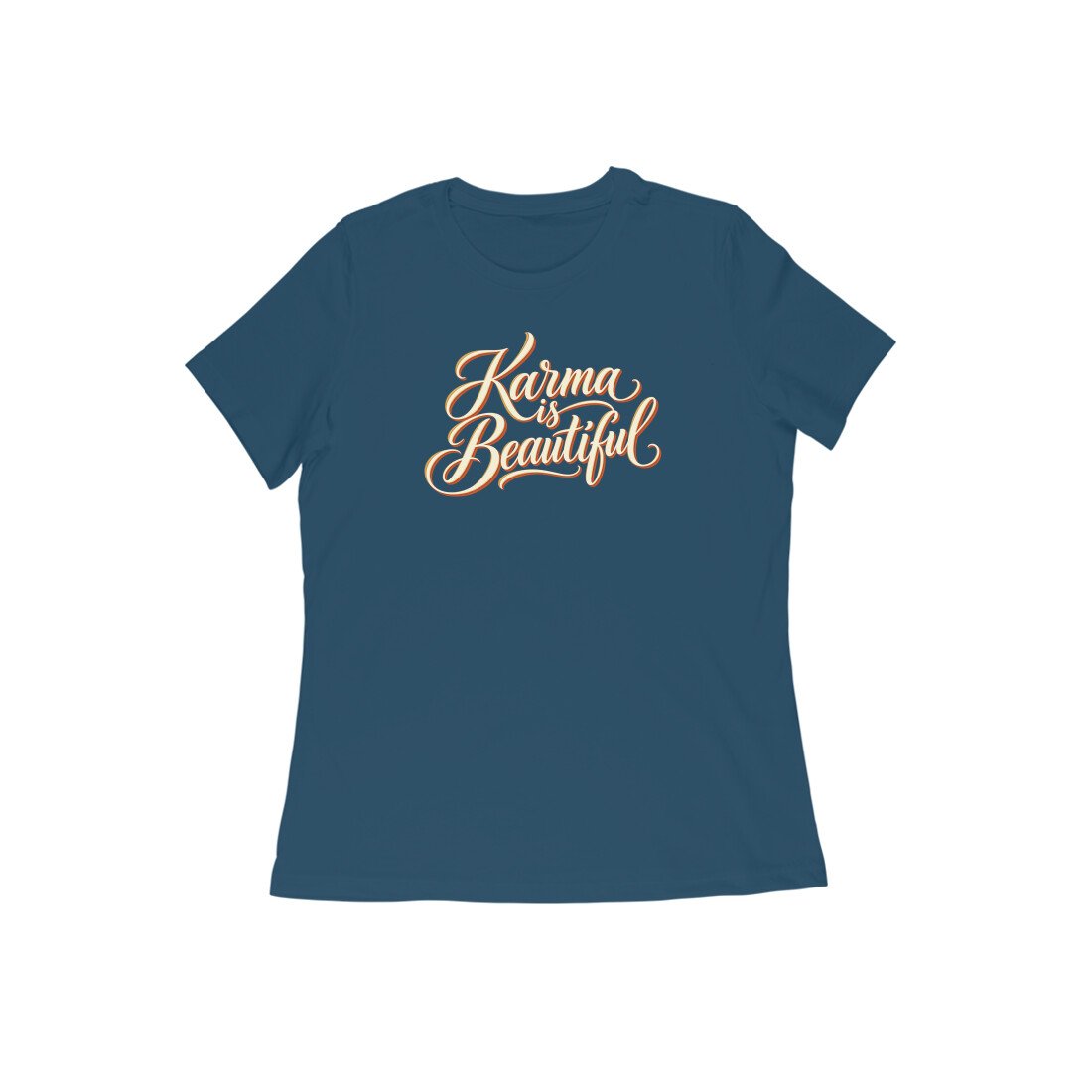 Karma Is Beautiful Cursive Quote Women's Tshirt - Image 3