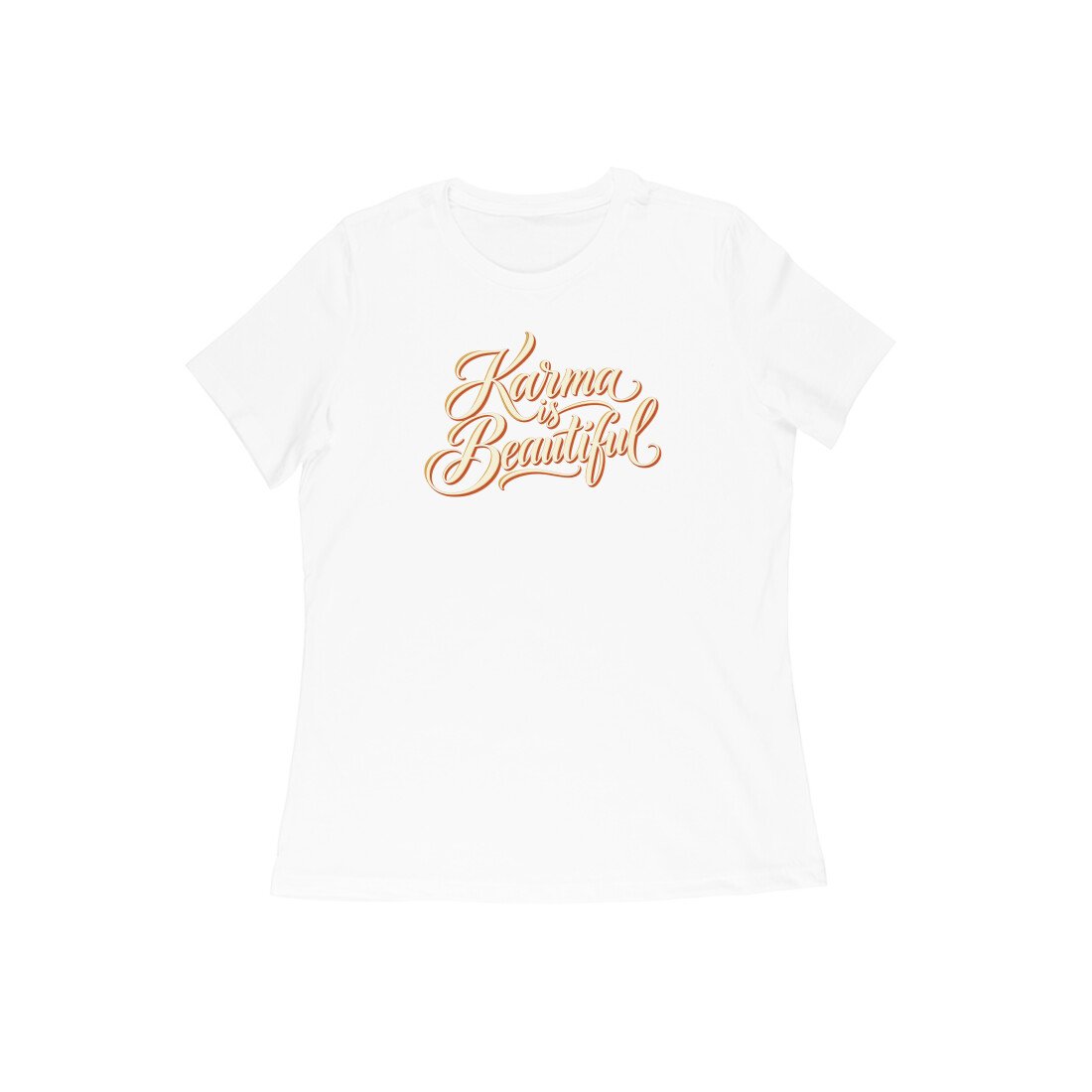 Karma Is Beautiful Cursive Quote Women's Tshirt - Image 4