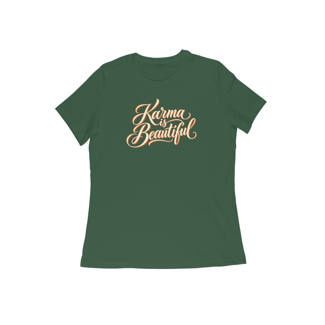 Karma Is Beautiful Cursive Quote Women's Tshirt - Image 5