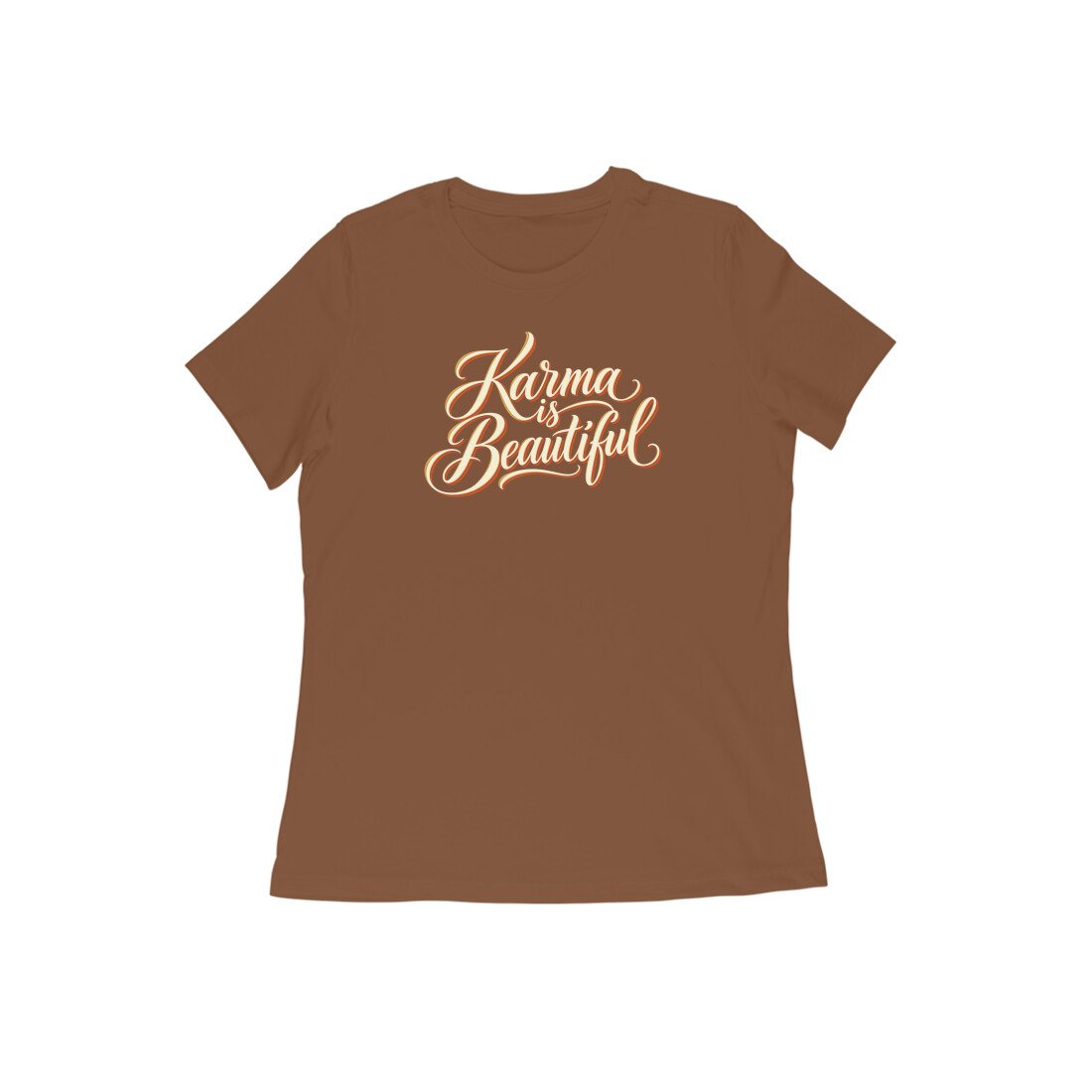 Karma Is Beautiful Cursive Quote Women's Tshirt - Image 6