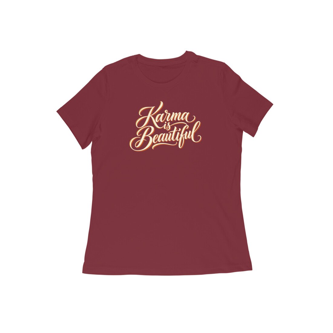 Karma Is Beautiful Cursive Quote Women's Tshirt - Image 7