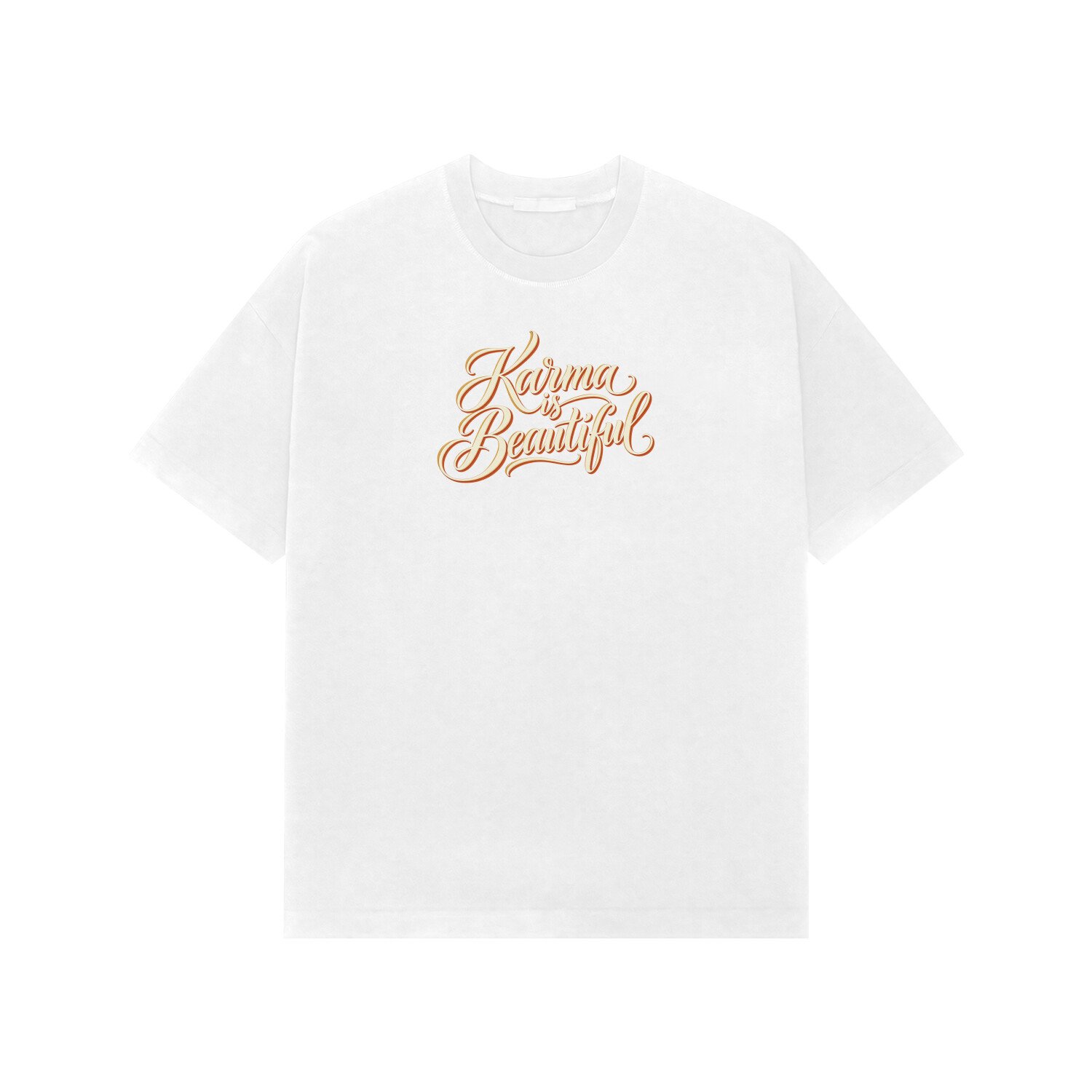 Karma Is Beautiful Cursive Quote Oversized Tshirt - Image 2