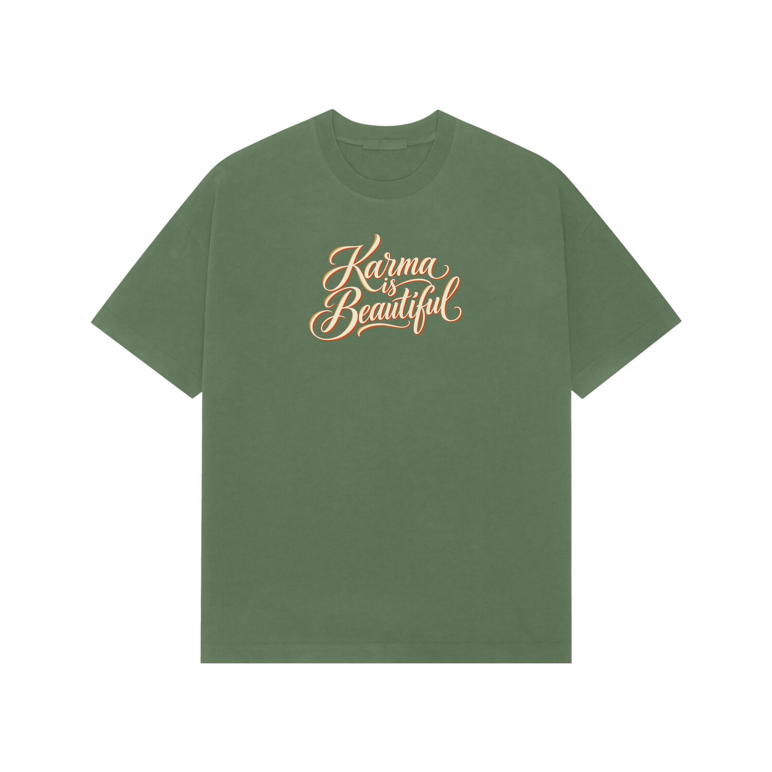 Karma Is Beautiful Cursive Quote Oversized Tshirt - Image 3