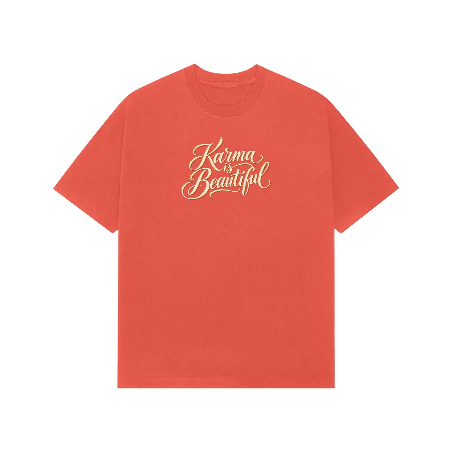 Karma Is Beautiful Cursive Quote Oversized Tshirt - Image 4