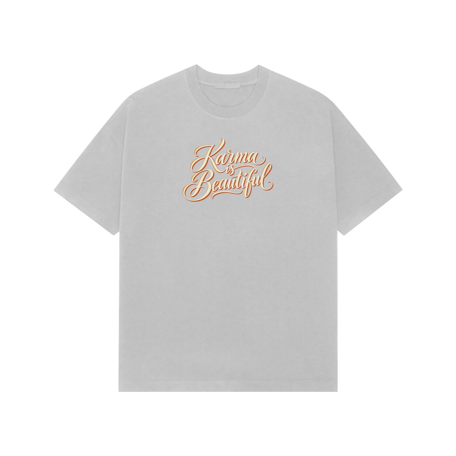 Karma Is Beautiful Cursive Quote Oversized Tshirt - Image 5