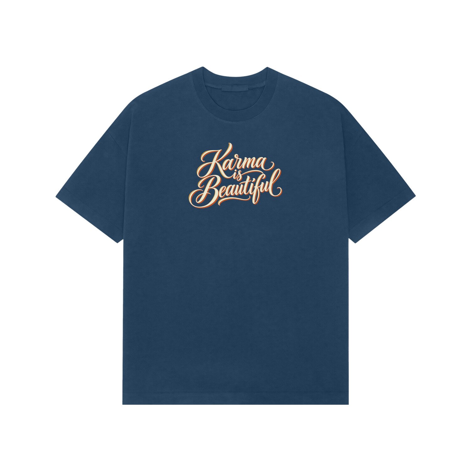 Karma Is Beautiful Cursive Quote Oversized Tshirt - Image 6